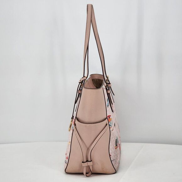 Michael Kors Gilly Beach Pink Logo Large Drawstring Travel Tote Bag - Picture 3 of 15